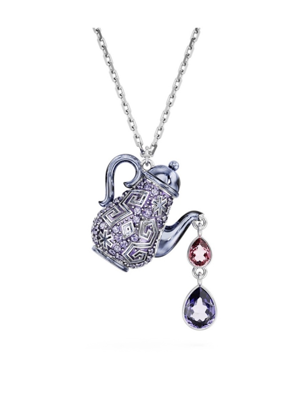 🍄Swarovski  Disney Alice in Wonderland Pendant with Chain Teapot, Purple